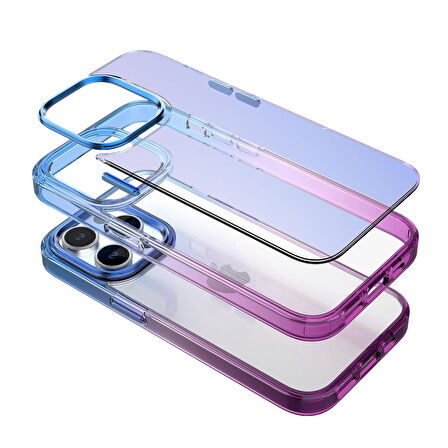 Buff iPhone 14 Pro Air Bumper Rainbow Kılıf Blue Purple