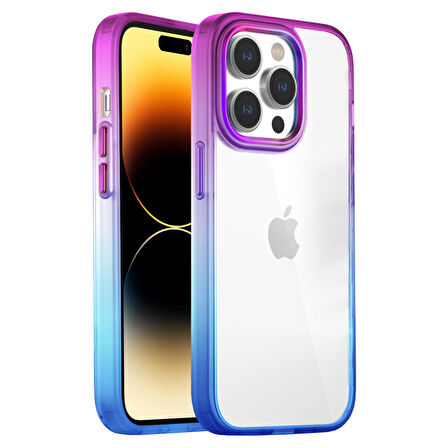 Buff iPhone 14 Pro Air Bumper Rainbow Kılıf Pink Blue
