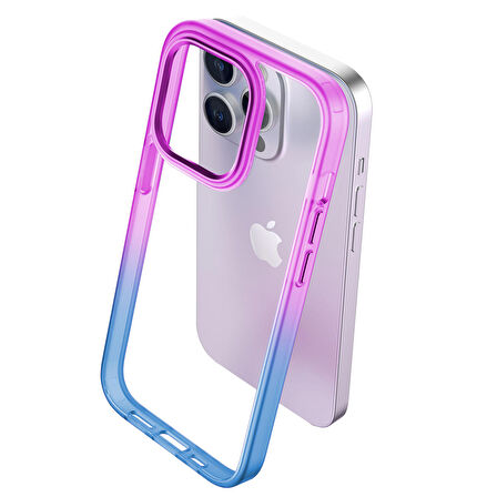 Buff iPhone 14 Pro Air Bumper Rainbow Kılıf Pink Blue
