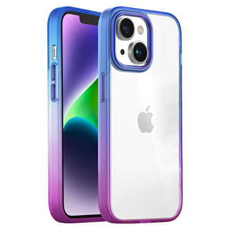 Buff iPhone 14 Plus Air Bumper Rainbow Kılıf Blue Purple