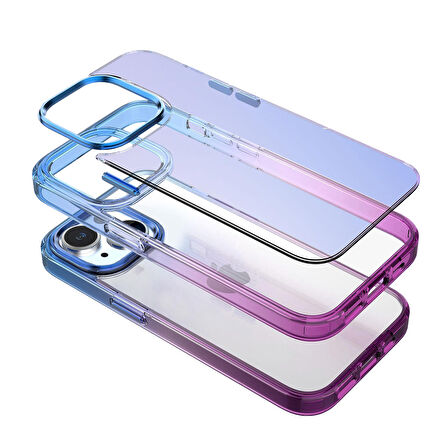 Buff iPhone 14 Plus Air Bumper Rainbow Kılıf Blue Purple