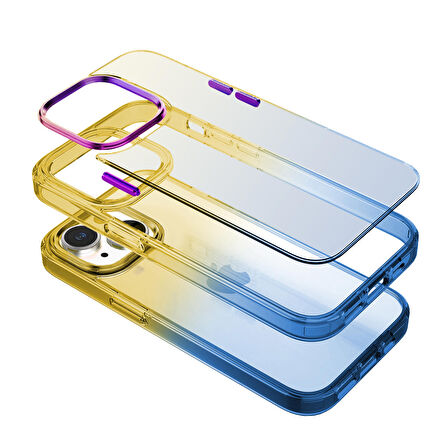 Buff iPhone 14 Plus Air Bumper Rainbow Kılıf Yellow Green