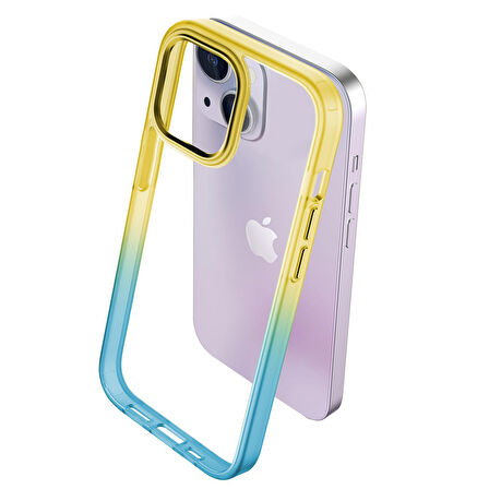 Buff iPhone 14 Plus Air Bumper Rainbow Kılıf Yellow Green