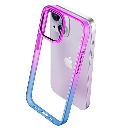 Buff iPhone 14 Air Bumper Rainbow Kılıf Pink Blue