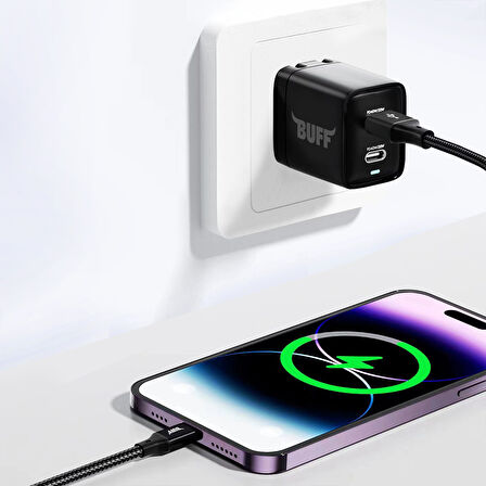 Buff BL71 USB Lightning 2.4A 1.2M Data ve Şarj Kablosu Siyah
