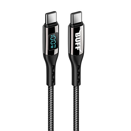 Buff BL73 100W Type-C To Type-C 1.2m 5A Pd Dijital Ekranlı Data-Şarj Kablosu