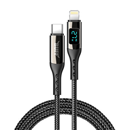 Buff BL73 27W Type-C to Lightning 1.2m 3A Pd Dijital Ekranlı Data-Şarj Kablosu