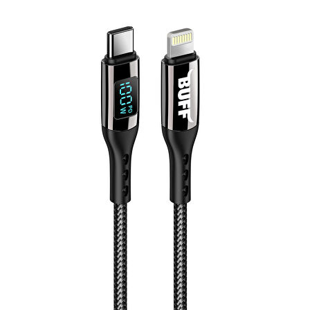 Buff BL73 27W Type-C to Lightning 1.2m 3A Pd Dijital Ekranlı Data-Şarj Kablosu