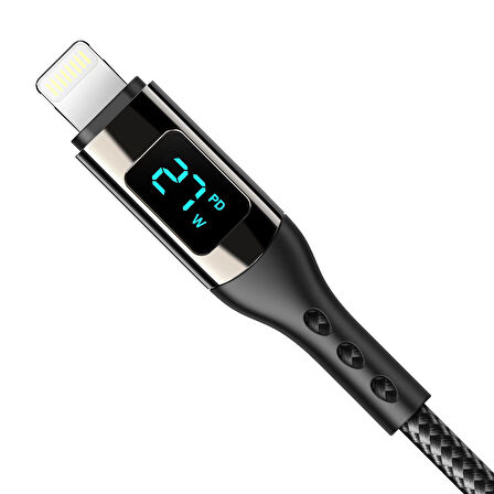 Buff BL73 27W Type-C to Lightning 1.2m 3A Pd Dijital Ekranlı Data-Şarj Kablosu