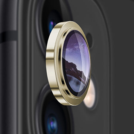 Buff iPhone 11 / 12 / 12 Mini Kamera Metal Lens Koruyucu Gold