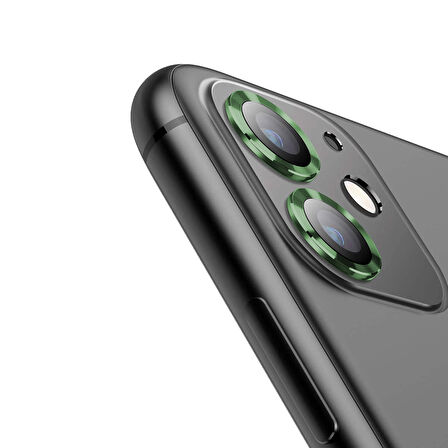 Buff iPhone 11 / 12 / 12 Mini Kamera Metal Lens Koruyucu Dark Green