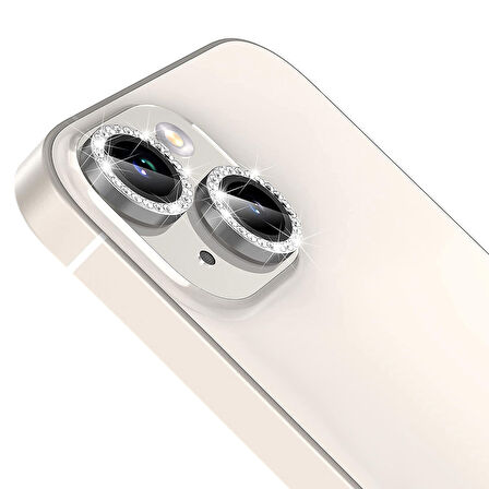 Buff iPhone 14 / 14 Plus Diamond Kamera Lens Koruyucu Silver