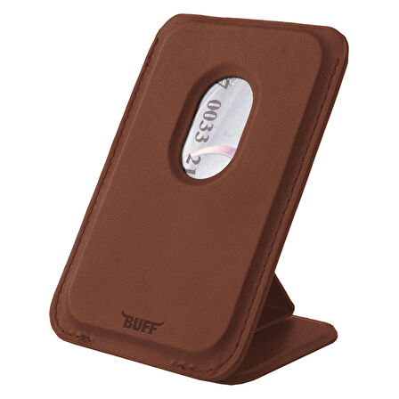 Buff iPhone WalletMag Stand Deri Cüzdan Umber