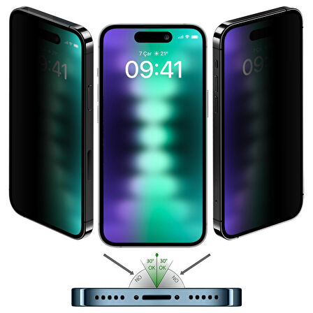 Buff iPhone 15 Plus 5D Privacy Ekran Koruyucu