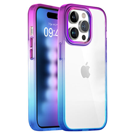 Buff iPhone 15 Pro Max Air Bumper Rainbow Kılıf Blue Purple