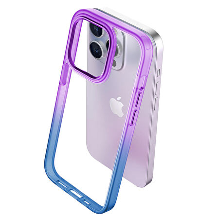 Buff iPhone 15 Pro Max Air Bumper Rainbow Kılıf Blue Purple