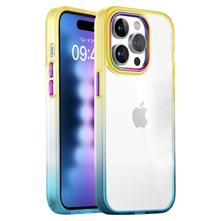 Buff iPhone 15 Pro Max Air Bumper Rainbow Kılıf Yellow Green