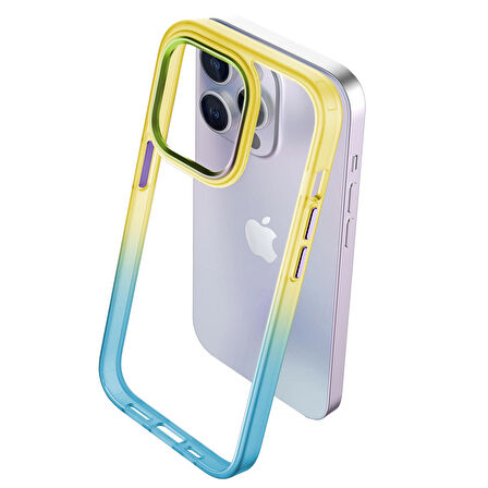 Buff iPhone 15 Pro Max Air Bumper Rainbow Kılıf Yellow Green