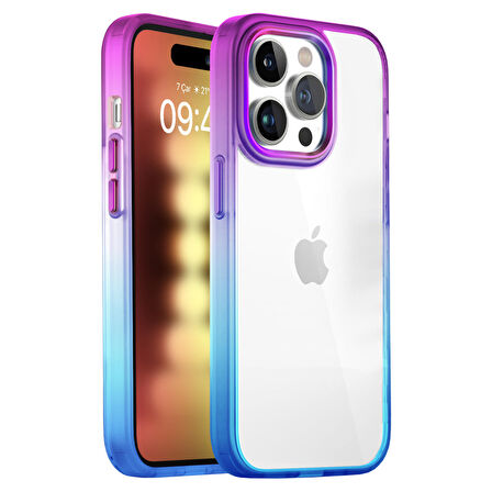 Buff iPhone 15 Pro Air Bumper Rainbow Kılıf Blue Purple