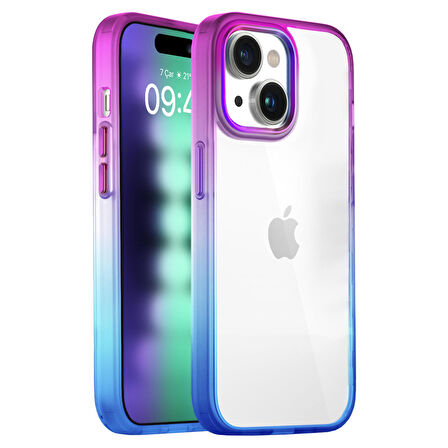 Buff iPhone 15 Plus Air Bumper Rainbow Kılıf Blue Purple