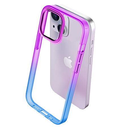 Buff iPhone 15 Plus Air Bumper Rainbow Kılıf Blue Purple