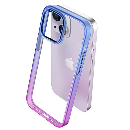 Buff iPhone 15 Plus Air Bumper Rainbow Kılıf Pink Blue