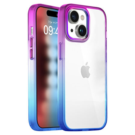 Buff iPhone 15 Air Bumper Rainbow Kılıf Blue Purple