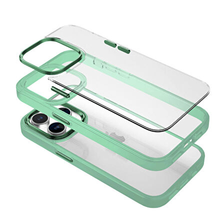 Buff iPhone 15 Pro New Air Bumper Kılıf Light Green