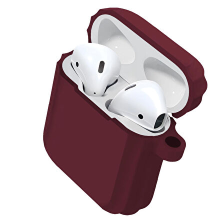 Buff Airpods 2 Rubber Silikon Kılıf Wine Red