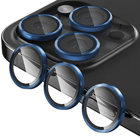 Buff iPhone 15 Pro Max / 15 Pro Kamera Metal Lens Koruyucu Navy Blue