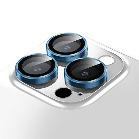 Buff iPhone 15 Pro Max / 15 Pro Kamera Metal Lens Koruyucu Navy Blue