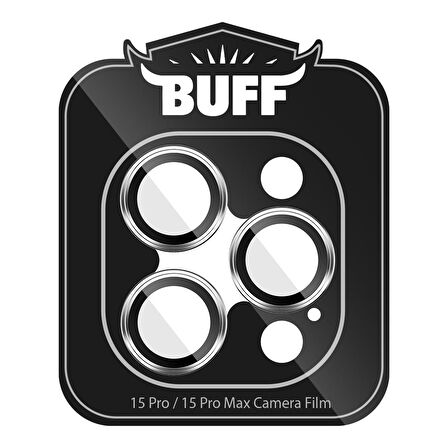 Buff iPhone 15 Pro Max / 15 Pro Kamera Metal Lens Koruyucu Silver