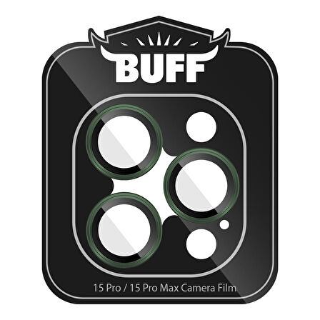 Buff iPhone 15 Pro Max / 15 Pro Kamera Metal Lens Koruyucu Dark Green