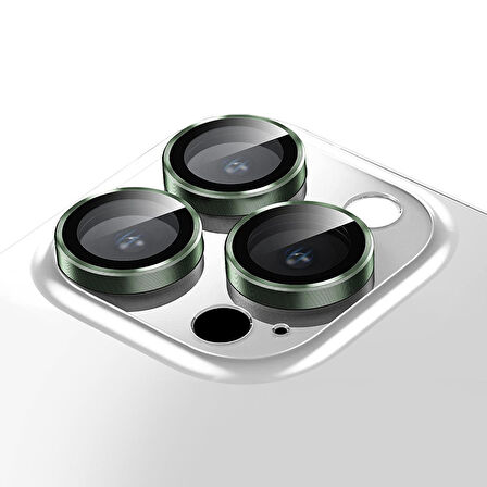 Buff iPhone 15 Pro Max / 15 Pro Kamera Metal Lens Koruyucu Dark Green