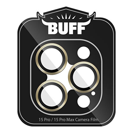 Buff iPhone 15 Pro Max / 15 Pro Kamera Metal Lens Koruyucu Gold