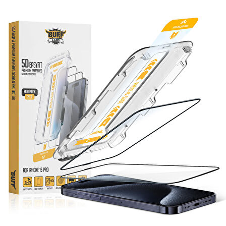 Buff iPhone 15 Pro 5D EasyFit 2 Adet Ekran Koruyucu