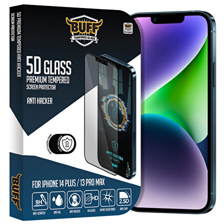 Buff iPhone 14 Plus / 13 Pro Max 5D Glass Anti Hacker Ekran Koruyucu
