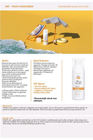 Yağlı Ve Karma Ciltler İçin Siyah Nokta Ve Akne Karşıtı 50 SPF Güneş Kremi 