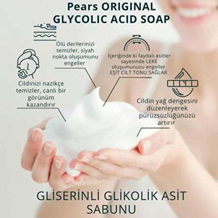 PEARS ORIGINAL HAND MADE GLYCOLIC ACID SOAP – EL YAPIMI GLİKOLİK ASİTLİ SABUN 120 GR