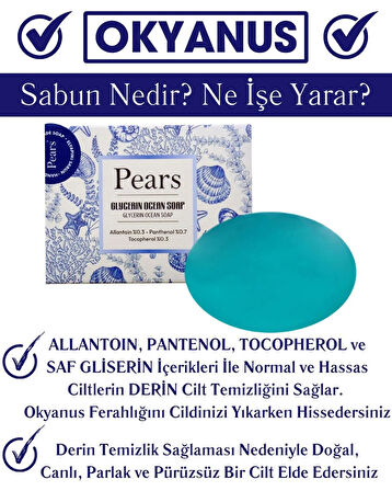 PEARS ORIGINAL HAND MADE GLYCERIN OCEAN SOAP – EL YAPIMI GLİSERİNLİ OKYANUS SABUNU 120 GR