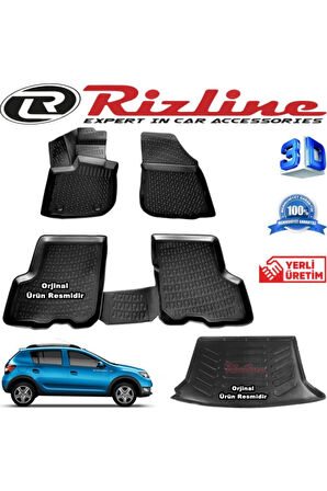 Dacia Sandero Stepway 3d Paspas+ 3d Bagaj Havuzu 2007-2020 Arası Siyah Set Uyumlu