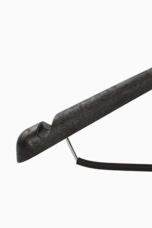 10'lu DCK 45cm Ahşap Görünümlü Dolgulu BH Plastik Takım Askısı - Siyah