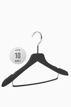 10'lu BPS 40cm Soft Touch Kaplamalı BH Plastik Askı - Siyah