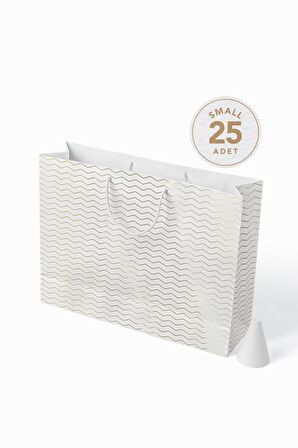 Small 25'li 3,3 Desi Klasik Seri Kraft Çanta 37x25x11cm - Beyaz