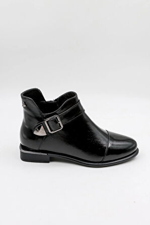 Venüs Kadın Hakiki Deri Yanı Toka Detaylı Bot 2050108K - Siyah Rugan - 36