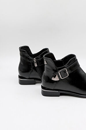 Venüs Kadın Hakiki Deri Yanı Toka Detaylı Bot 2050108K - Siyah Rugan - 36