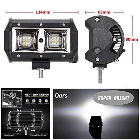 18 Ledli 54W Metal Kasalı Off Road Gündüz Yayıcı Sis Lambası 12V