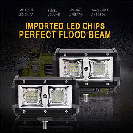 18 Ledli 54W Metal Kasalı Off Road Gündüz Yayıcı Sis Lambası 12V