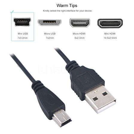 20 cm 5 Pin Mini Usb Kamera HDD Navigasyon Mp3 Harddisk Kablosu