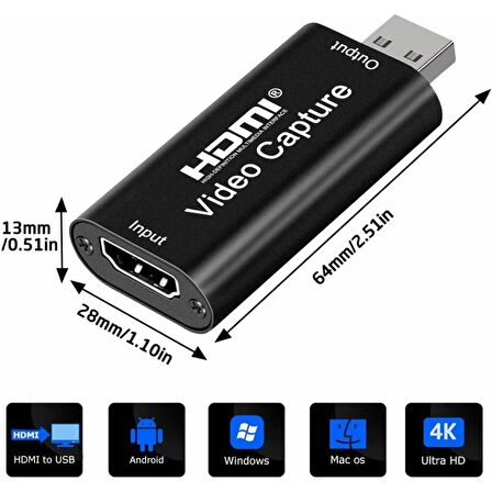 4k Usb Hdmi Video Capture Ps3/4 XboX Canlı Yayın Video Paylaşım